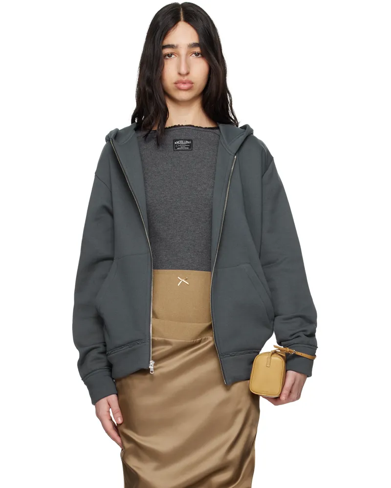 Commission Gray Twisted Zip-Up Hoodie Charcoal