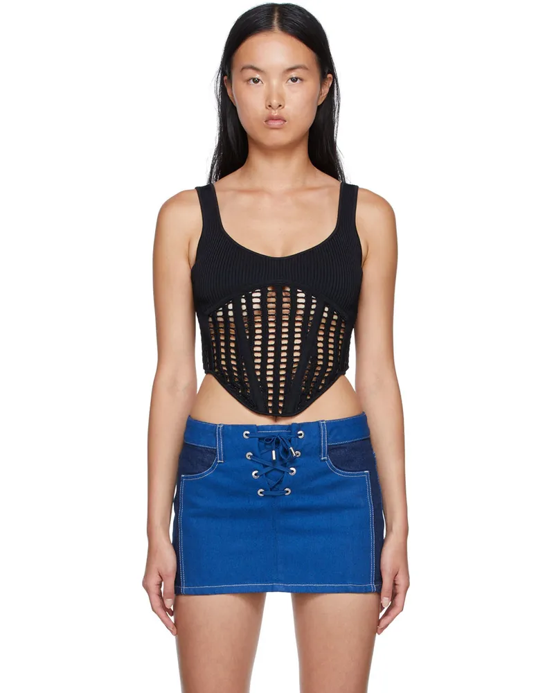 Dion Lee Black Recycled Viscose Tank Top Black