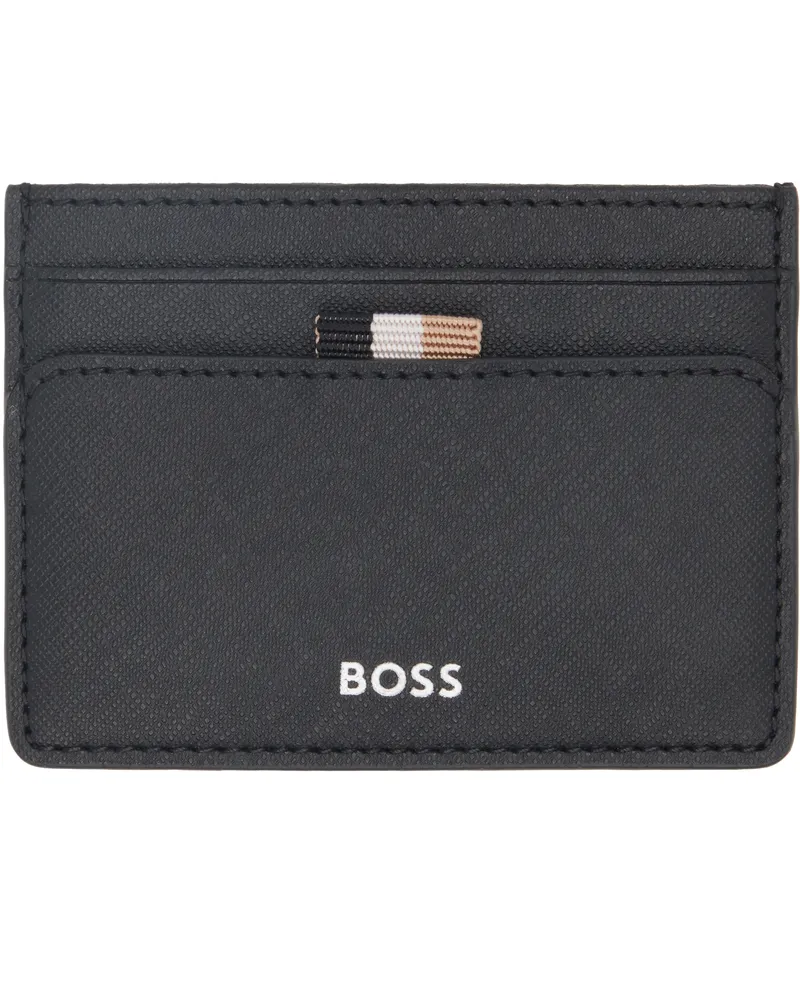 HUGO BOSS Black Saffiano Leather Card Holder 001-black