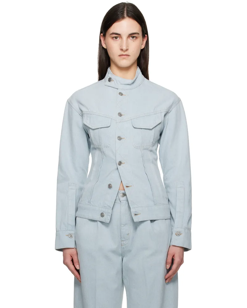 Victoria Beckham Blue Sculptural Denim Jacket Light