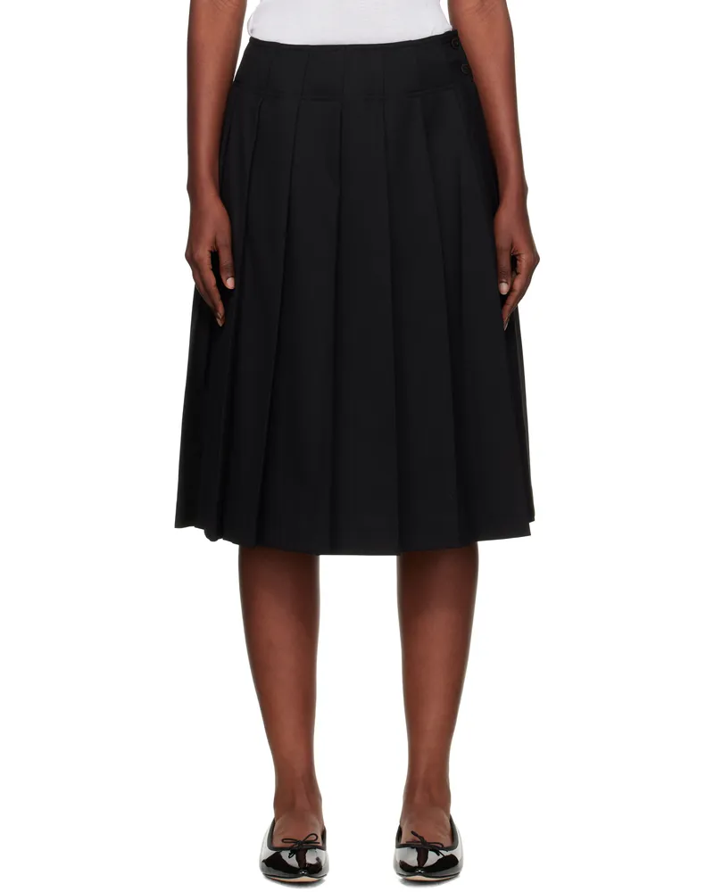 Nothing Written Black Wool Pleated Midi Skirt Black