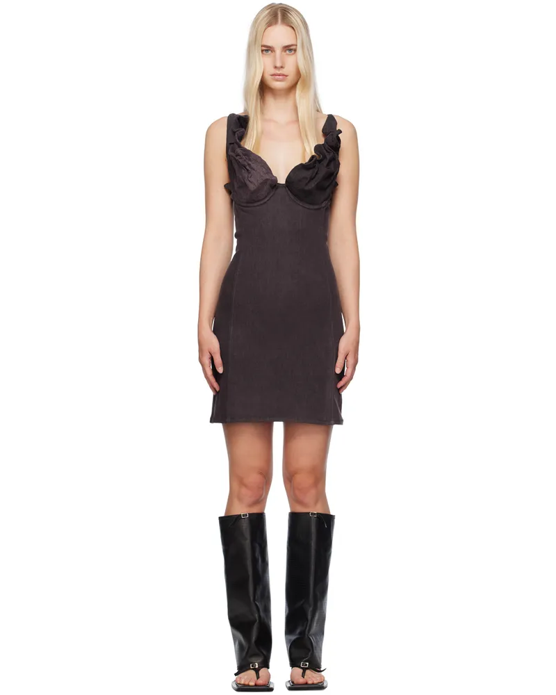 Y/PROJECT Purple Plunging Neck Denim Minidress Black