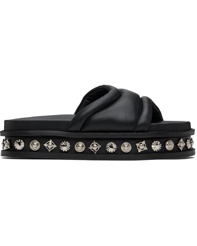 Toga Black Soft Leather Sandals Black