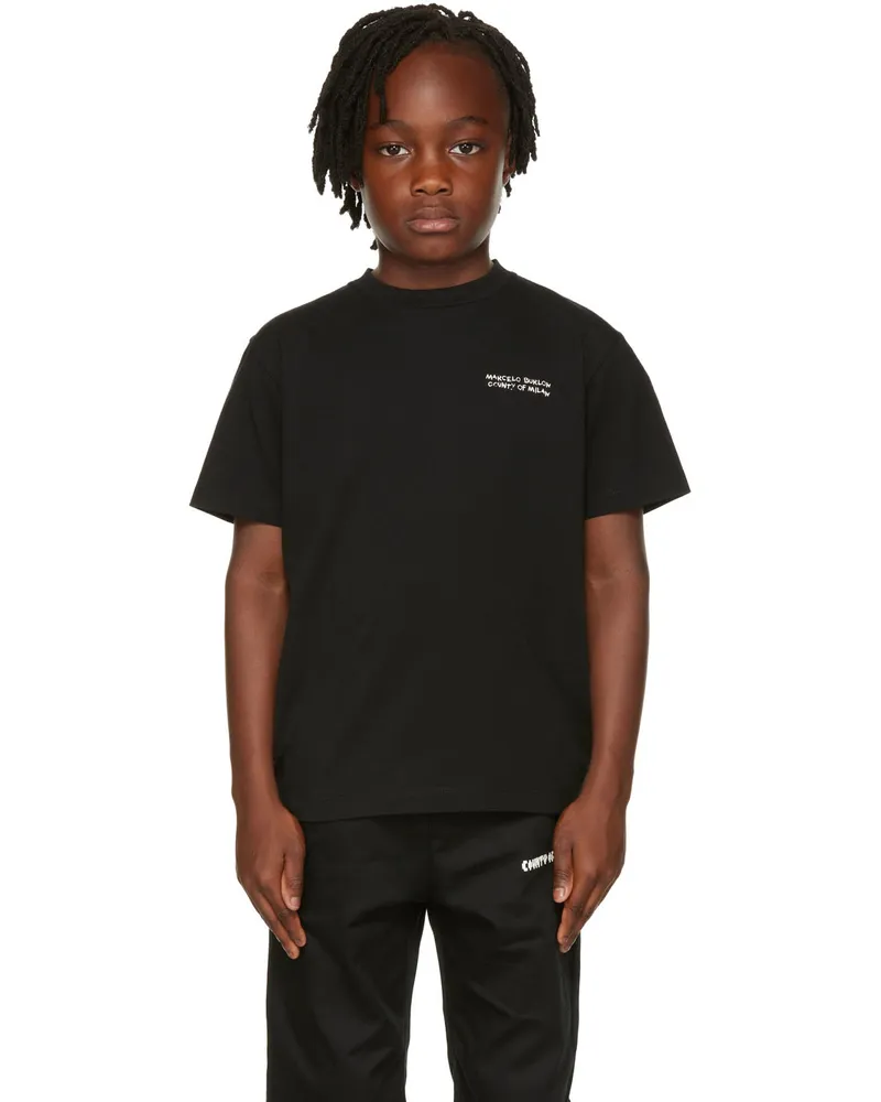 Marcelo Burlon | County of Milan Kids Black Logo Print T-Shirt Black