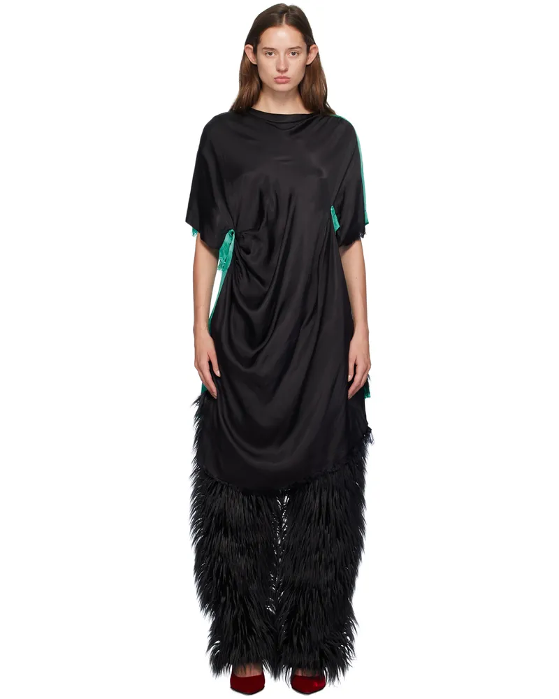 Edward Cuming Black & Green Shadow Midi Dress Black