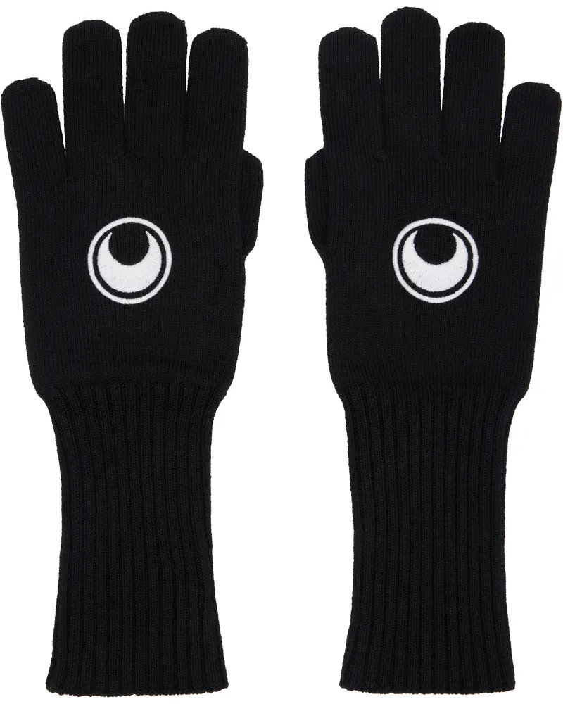 Marine Serre Black Moon Logo Knit Long Gloves Bk99
