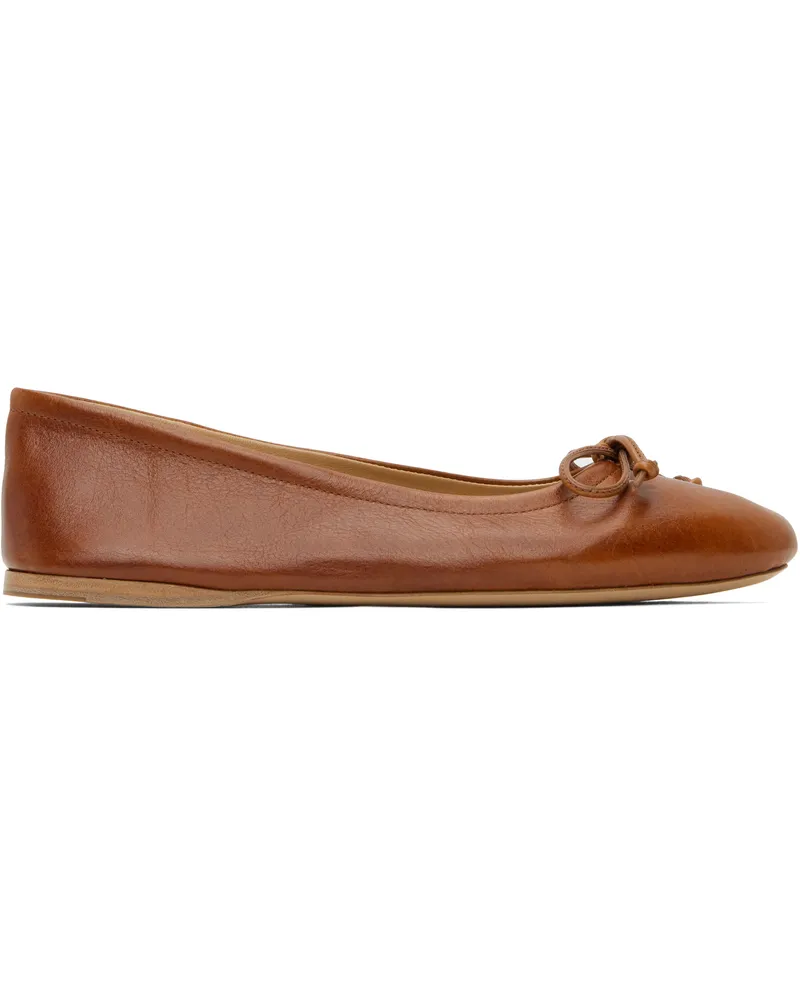 J.W.Anderson Tan Round-Toe Leather Ballerina Flats 640
