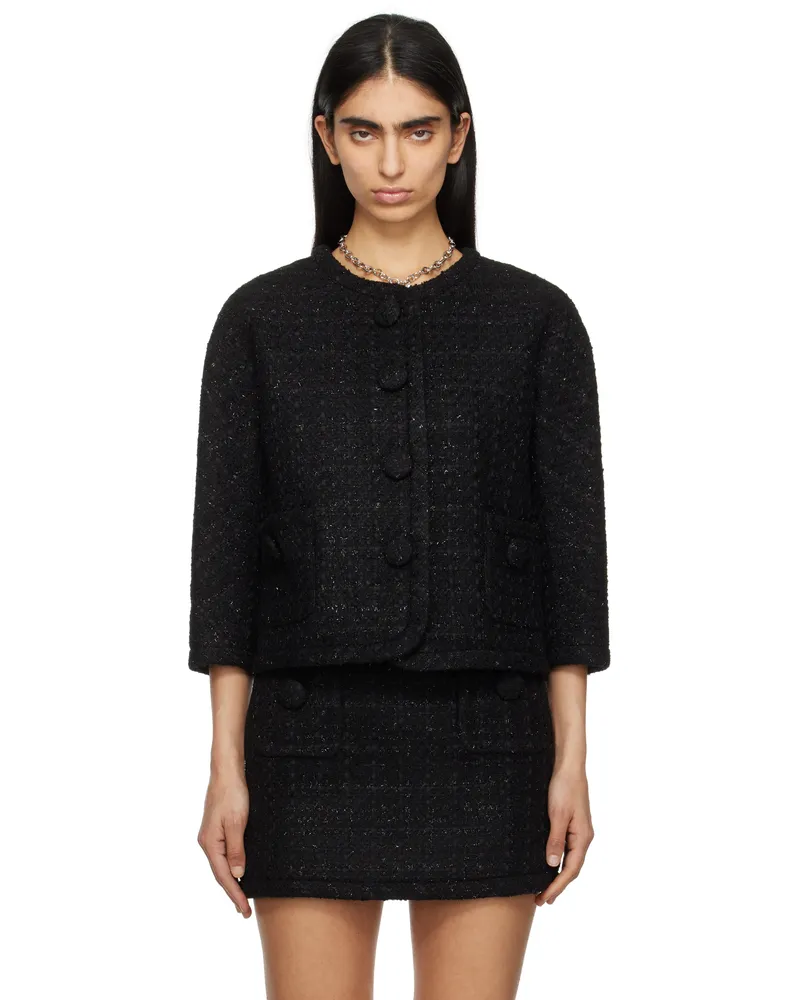 Marc Jacobs Black Tweed Backwards Lady Jacket 001