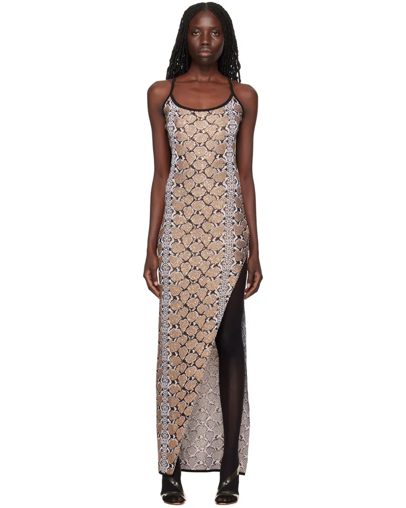 Balmain Gold Snakeskin Maxi Dress Eki