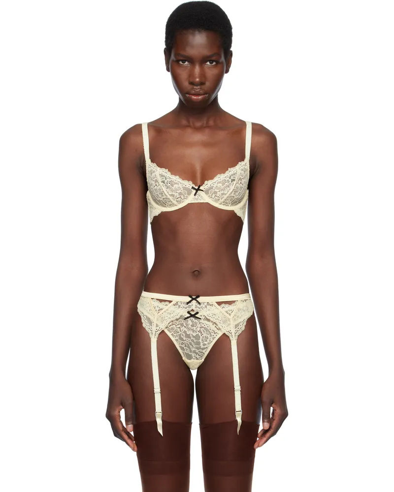 Fleur Du Mal Off-White Bianca Lace Bra Buttercup