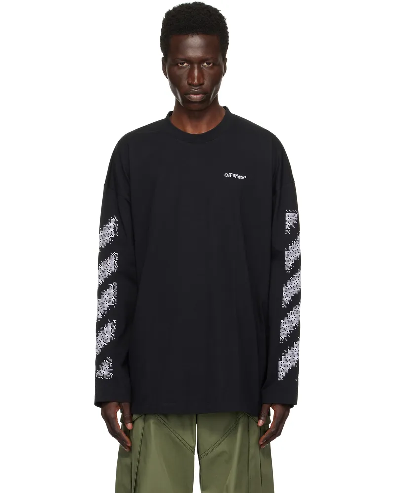 OFF-WHITE Black Pixel Diag Skate T-shirt Black
