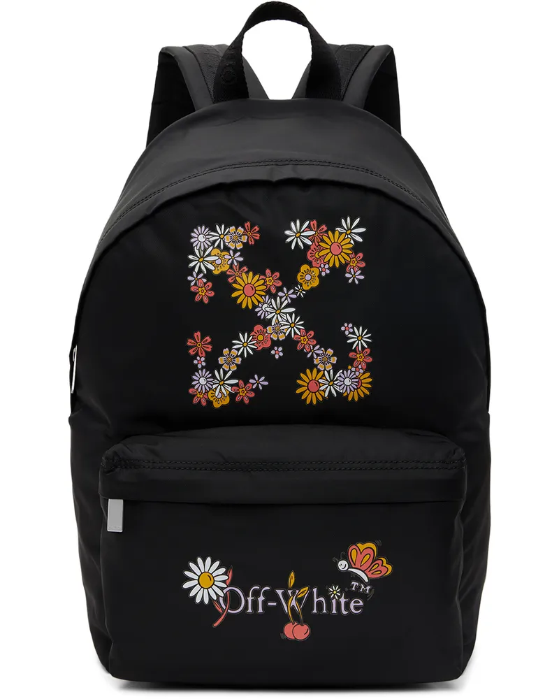 OFF-WHITE Kids Black Funny Flowers Backpack Black