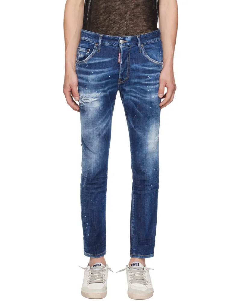 Dsquared2 Blue Dark Easy Wash Skater Jeans 470