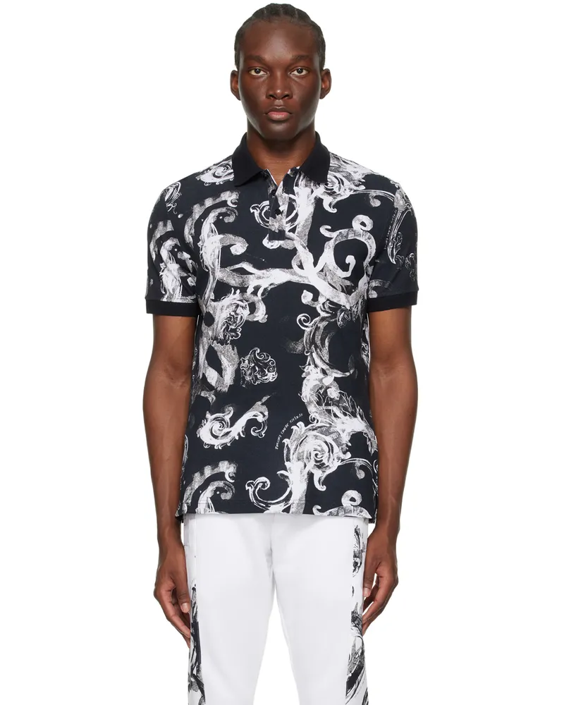 Versace Jeans Black Watercolour Couture Polo E899