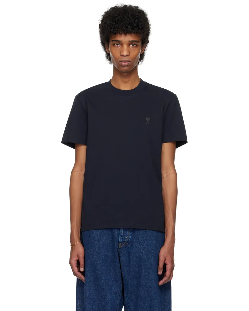 AMI Paris Navy Cotton Ami de Coeur T-shirt 430