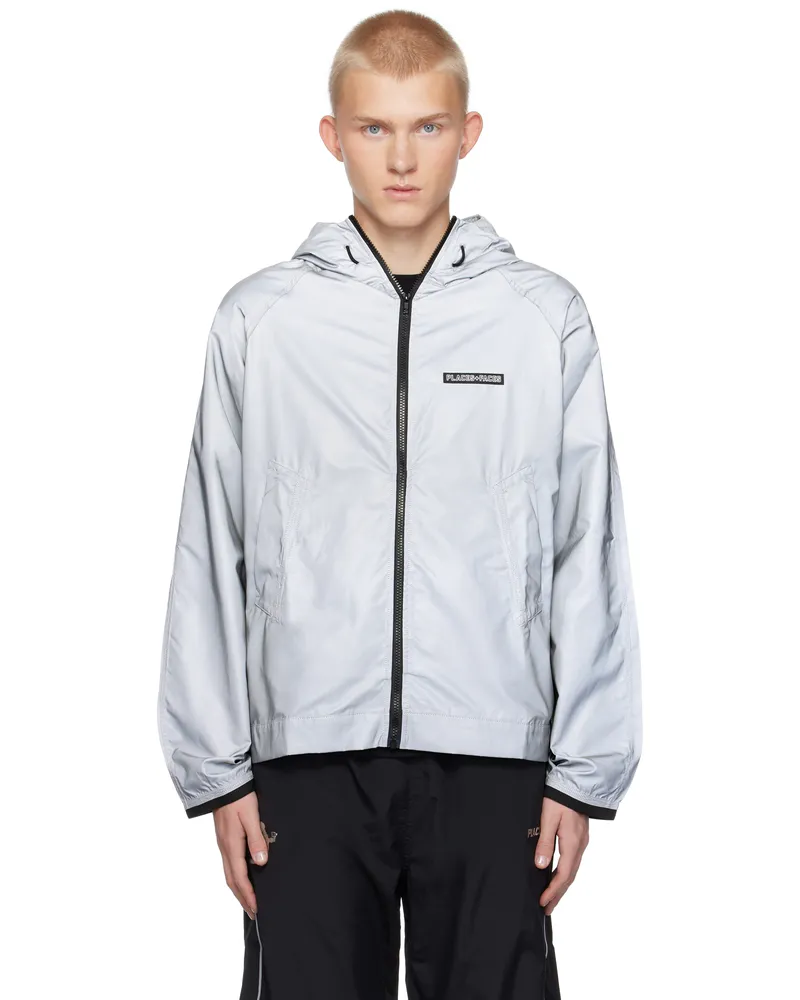 PLACES+FACES Gray Reflective Windbreaker Jacket Grey