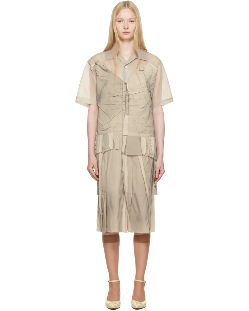 Maison Margiela Beige Paneled Midi Dress 807