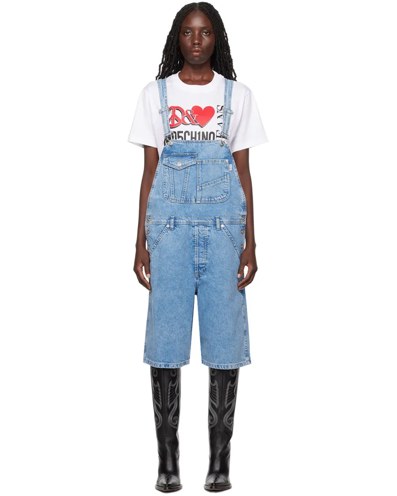 Moschino Blue Pocket Denim Overalls A1295