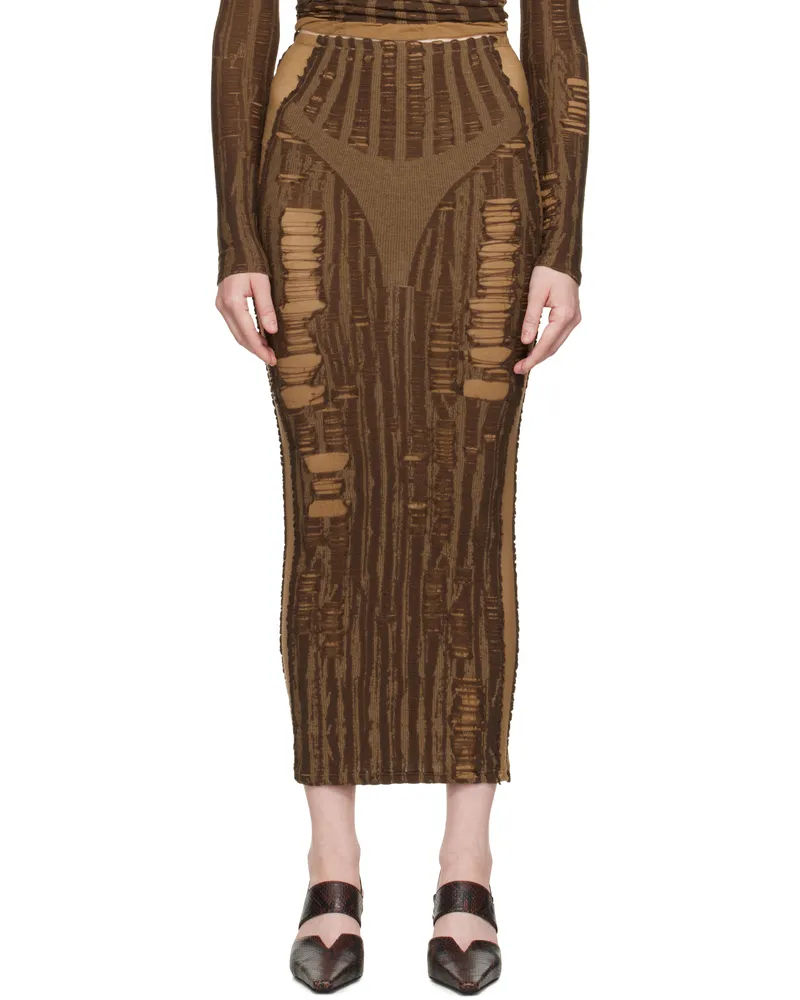 Diesel Brown M-Calina Midi Skirt 7dg