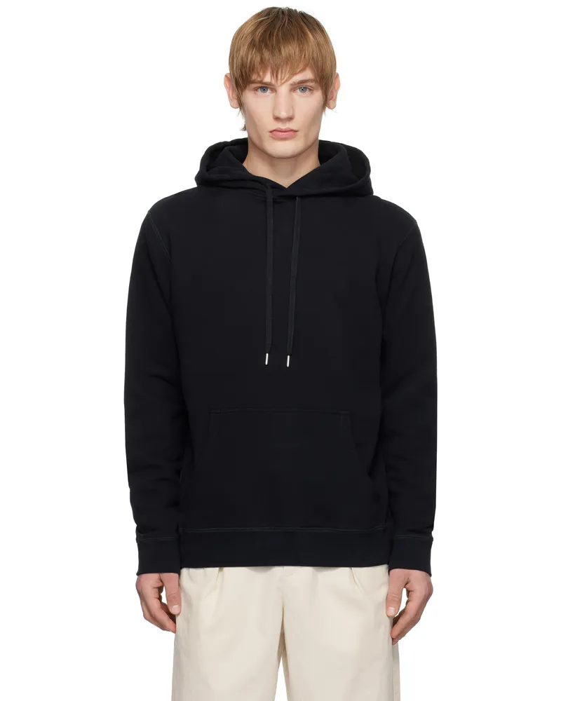 Sunspel Black Loopback Hoodie Black