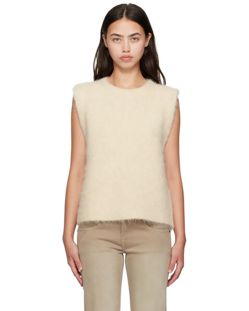 R13 Beige Deep Armhole Vest Oatmeal