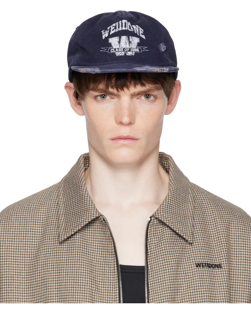 WE 11 DONE Navy Distressed Collegiate Cap Navy