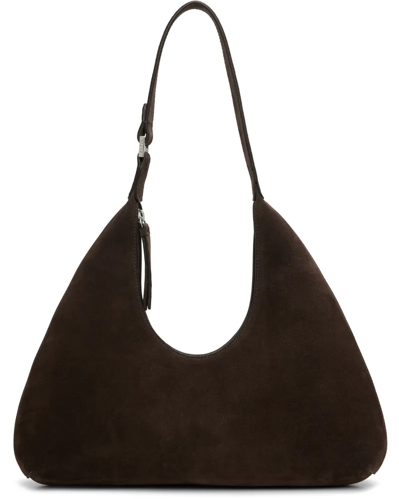 by FAR Brown Amber Suede Leather Shoulder Bag Br054