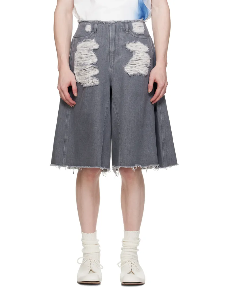 Adererror Gray Wide-Leg Denim Shorts Light