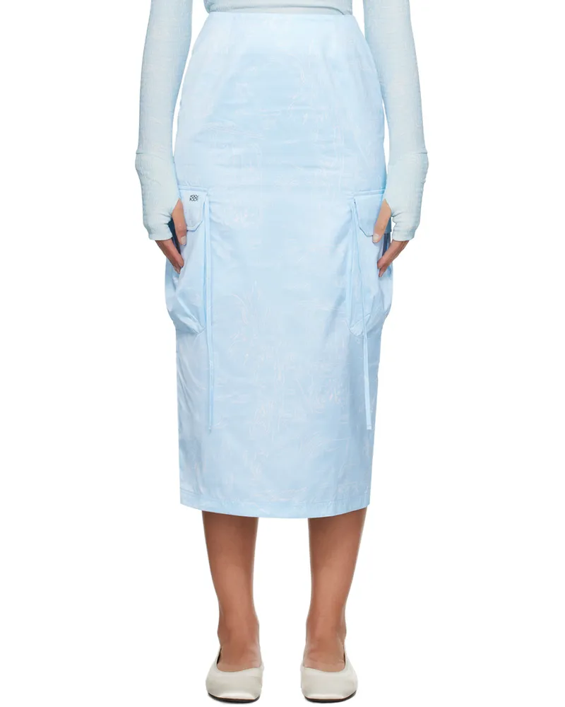 Kijun Blue Drawing Cargo Midi Skirt Print