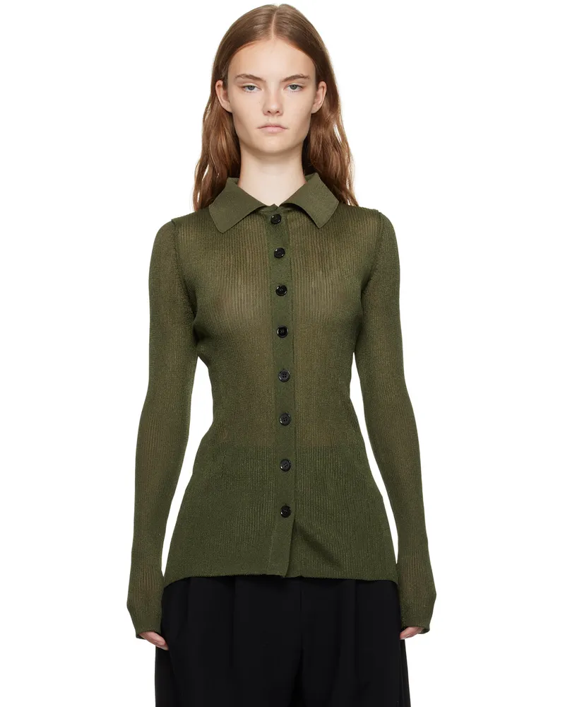 RECTO Green Both Sides Opening Cardigan Khaki