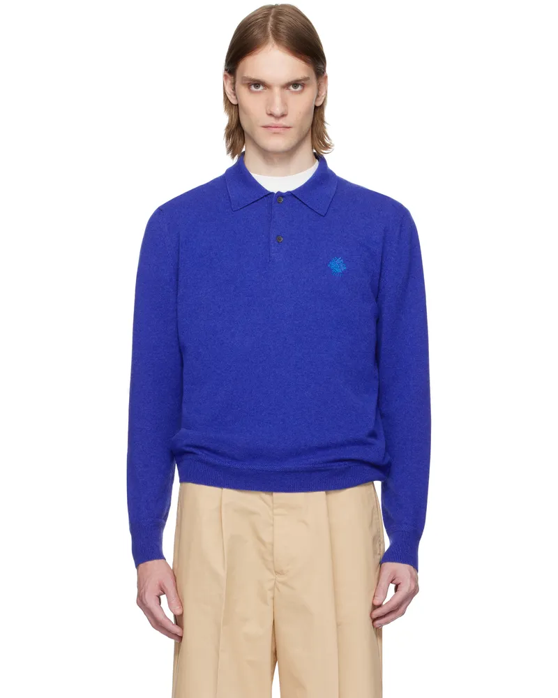 Bally Blue Knit Cashmere Polo U5b8-mineral