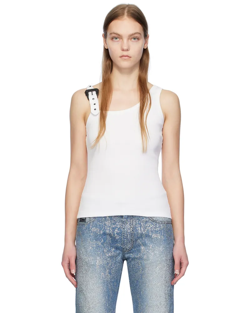 Versace Jeans White Ribbed Tank Top E003