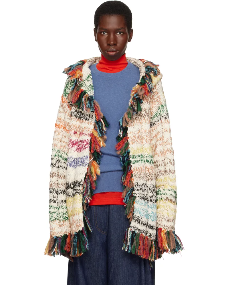 The Elder Statesman Multicolor Run Ragged Cardigan D388