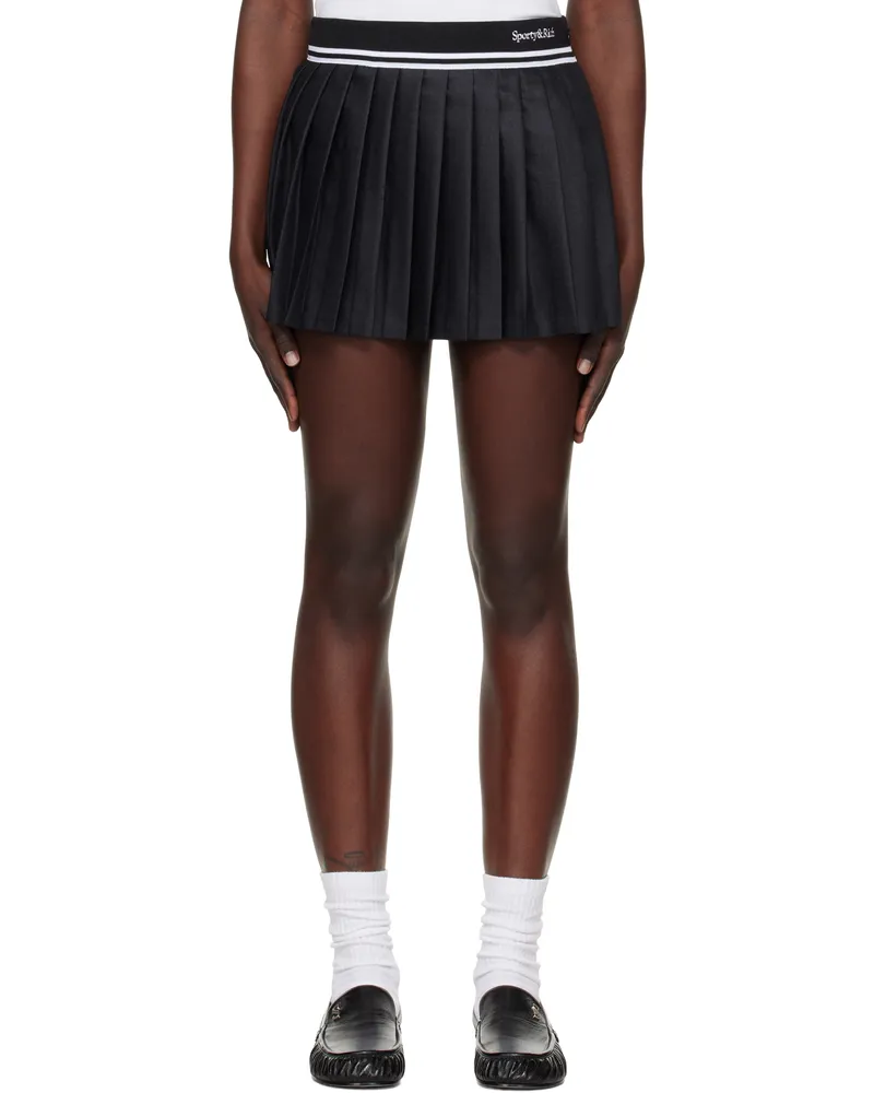 SPORTY & RICH Gray Abigail Wool Pleated Miniskirt 227