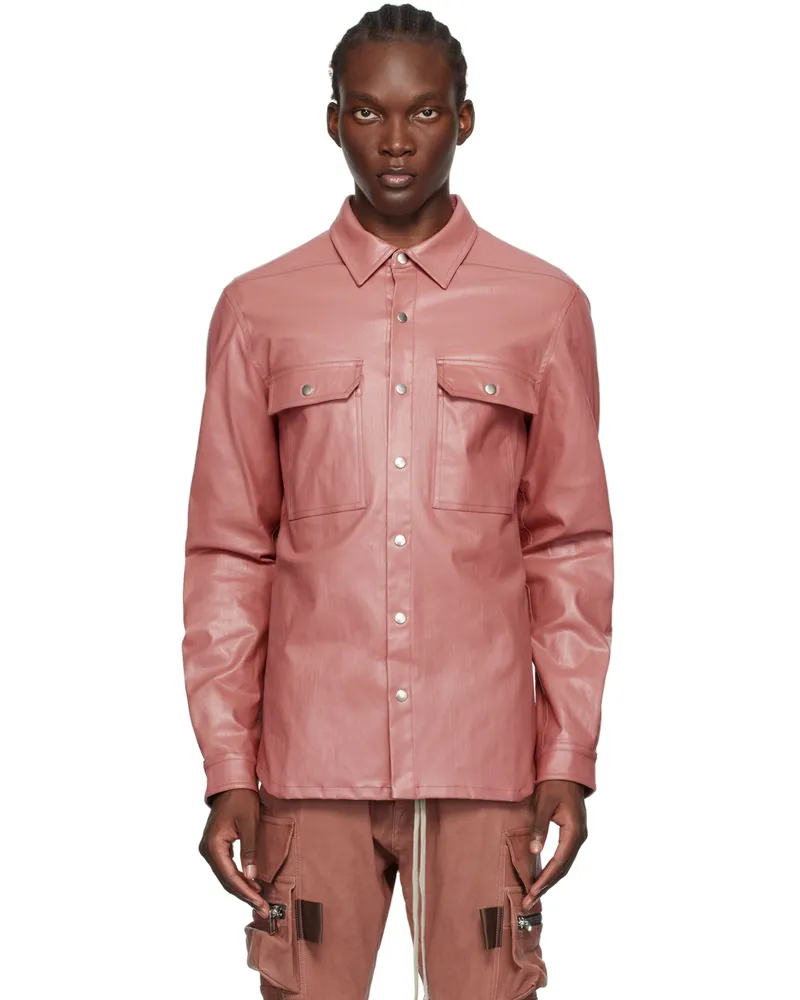 Rick Owens Pink Porterville Coated Denim Shirt 23