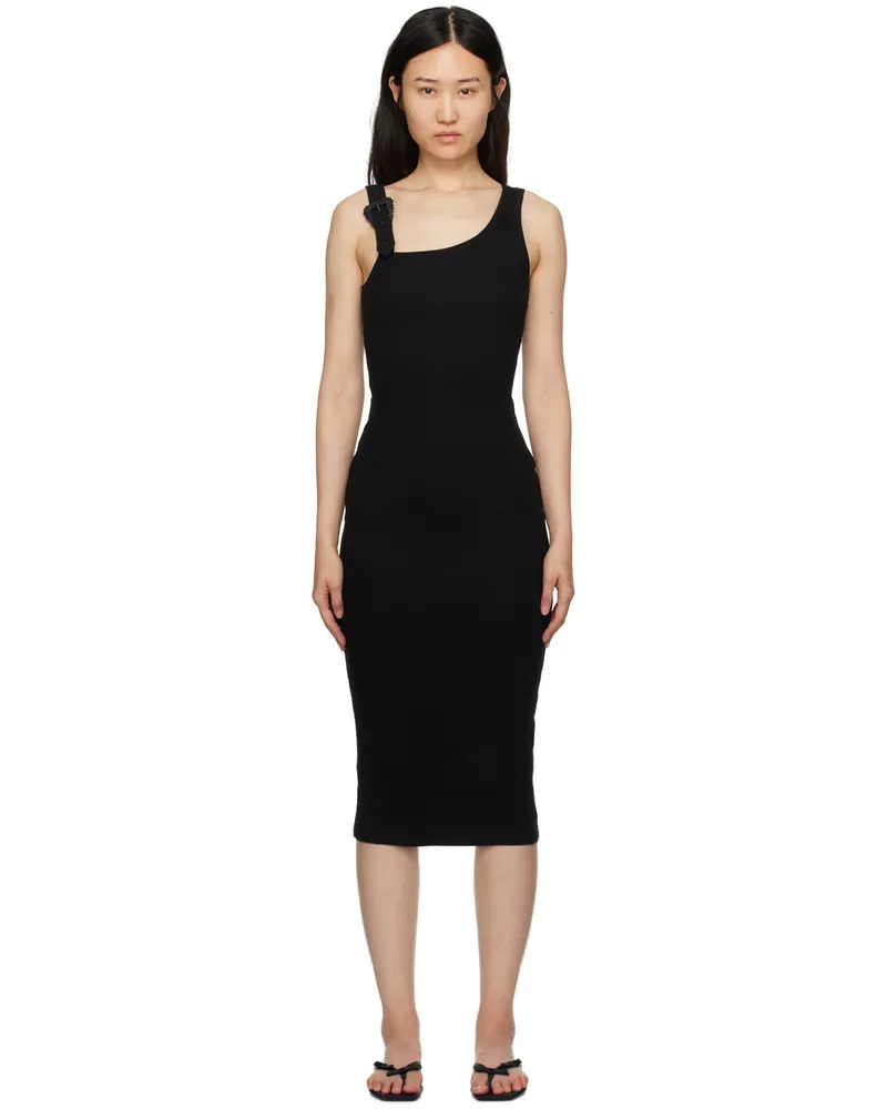 Versace Jeans Black Buckle Midi Dress E899