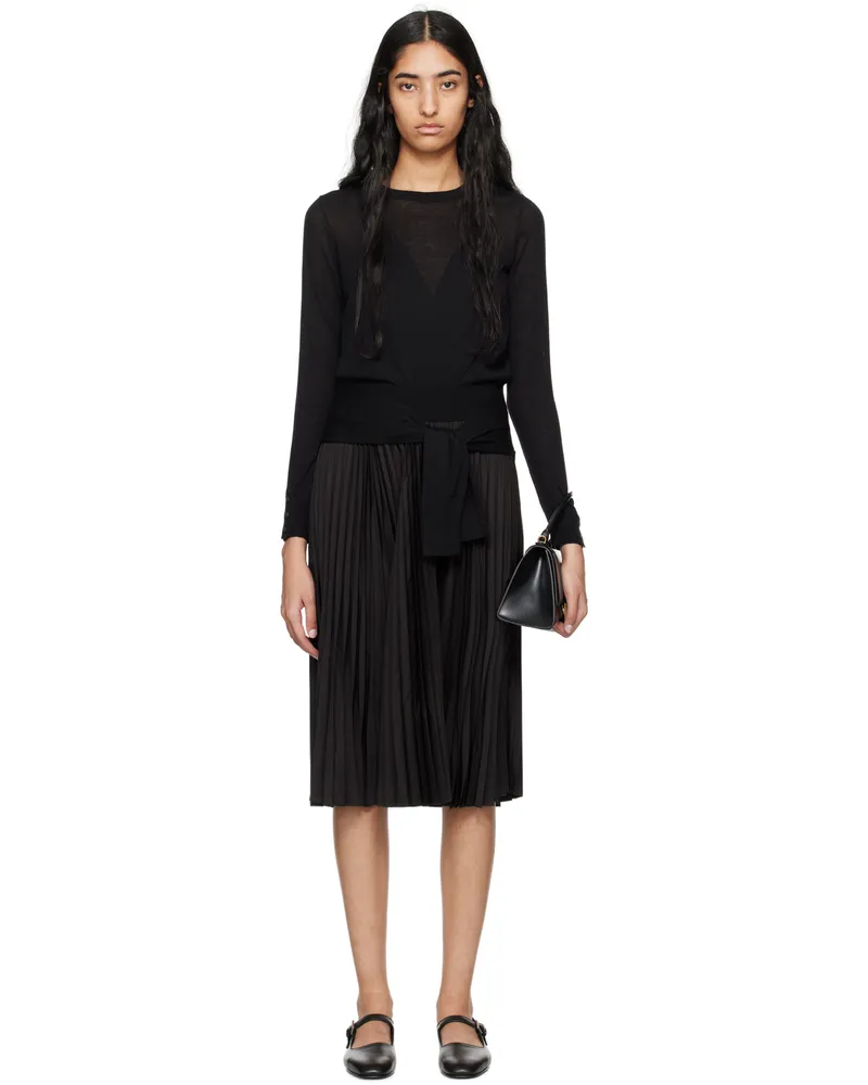 3.1 phillip lim Black Combo Pleated Midi Dress Ba001