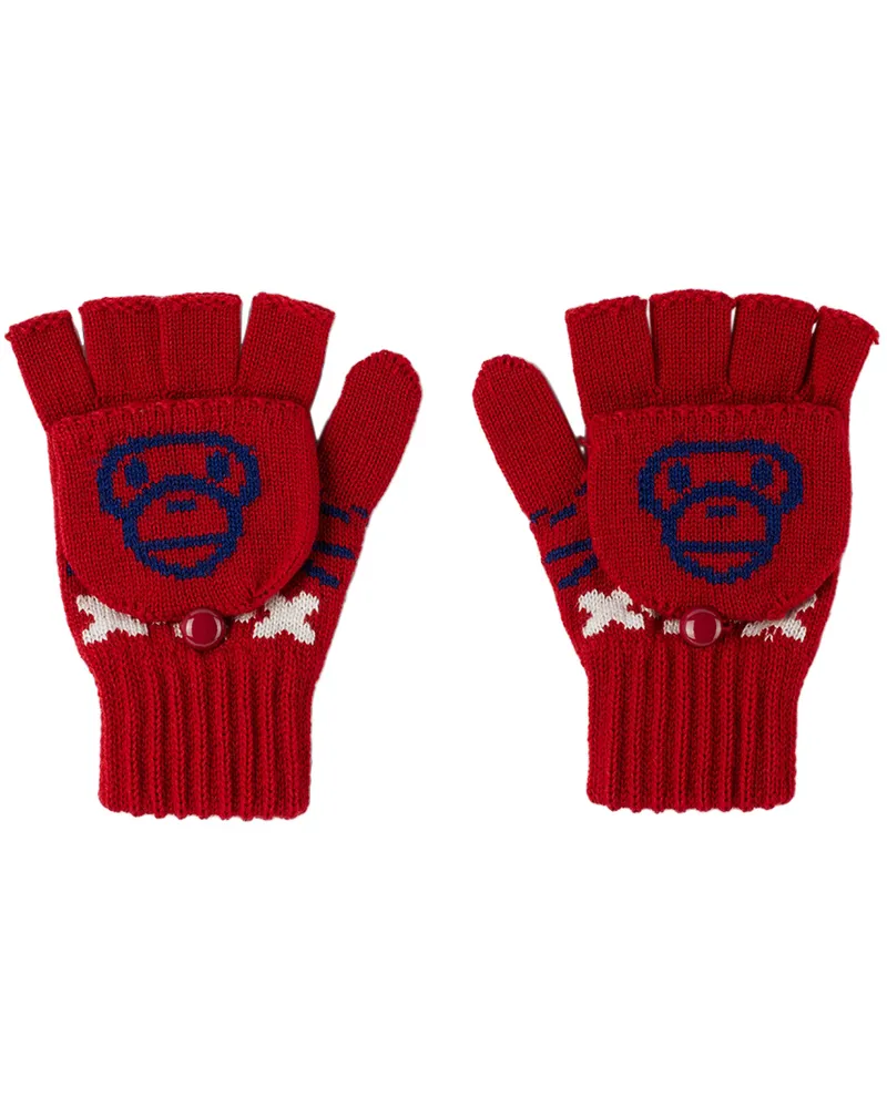 BAPE Kids Red Baby Milo Nordic Gloves Red
