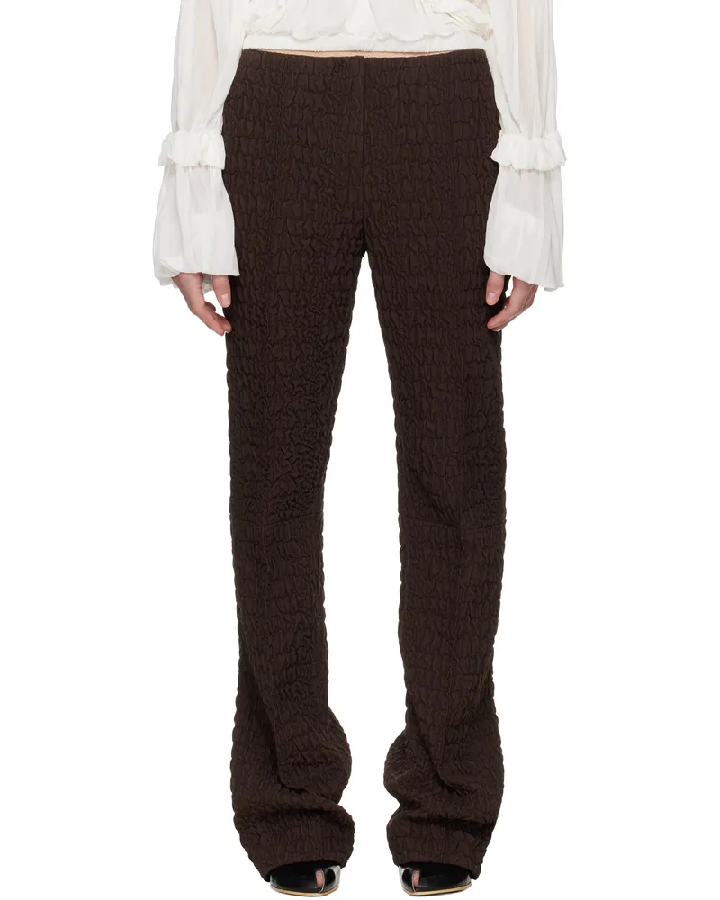 Tory Burch Brown Wool Silk Slim Trousers Boba
