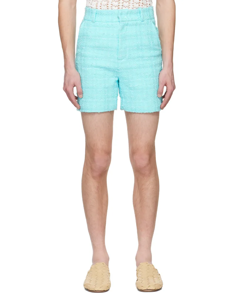 young n sang Blue Sequinned Shorts Blue