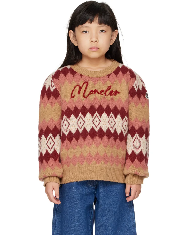 Moncler Kids Pink & Beige Jacquard Sweater P55