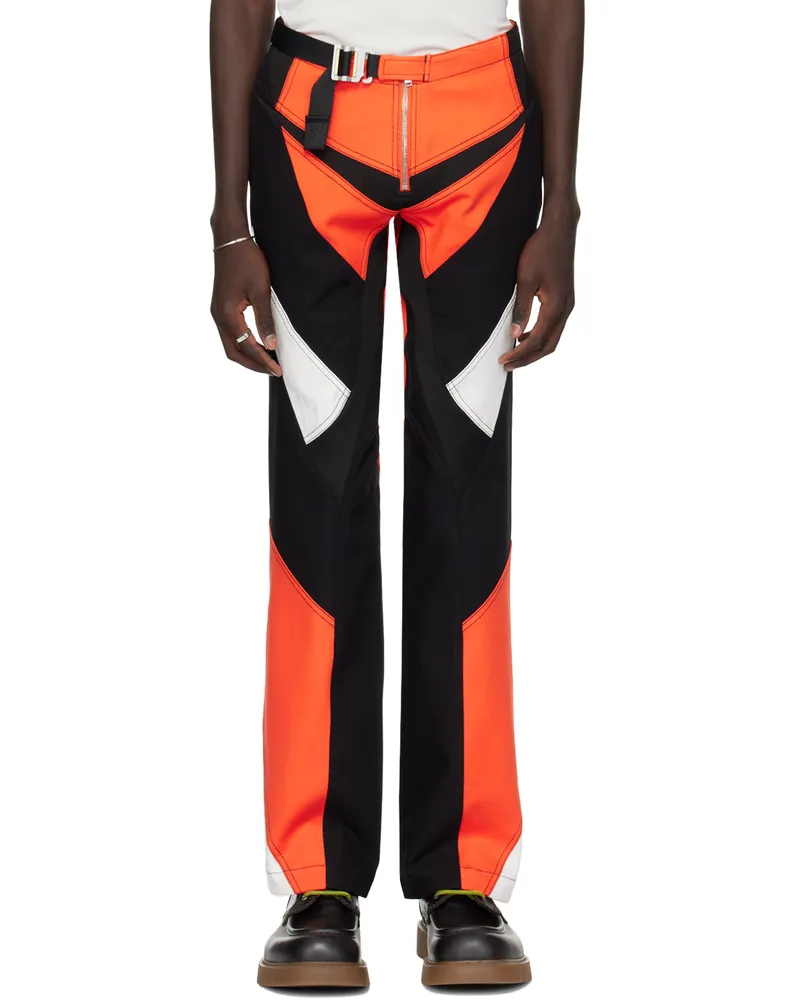 Dion Lee Black & Red Moto Panel Trousers Fluoro
