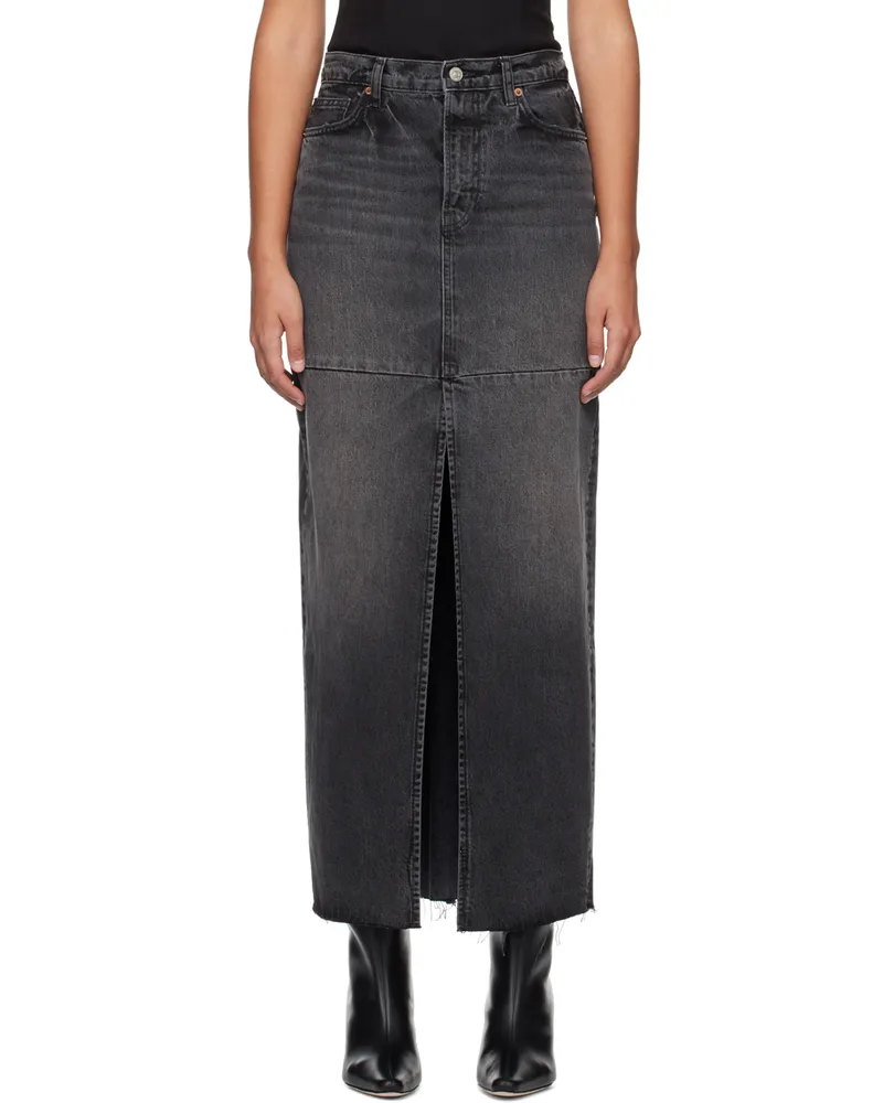 Reformation Gray Tazz Denim Maxi Skirt Liman