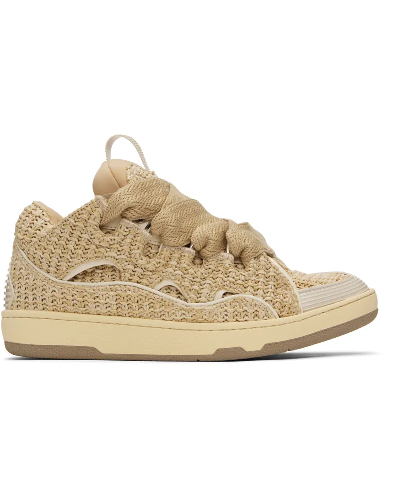Lanvin Beige Curb Raffia Sneakers Natural