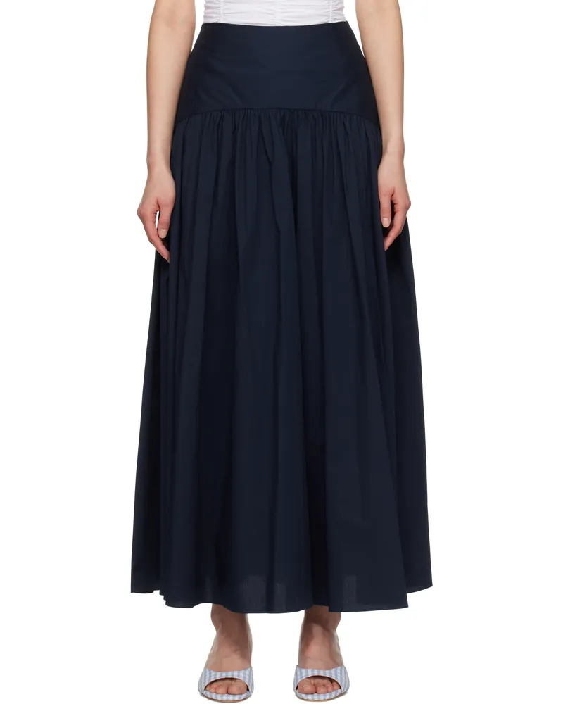STAUD Navy Procida Maxi Skirt Nvy