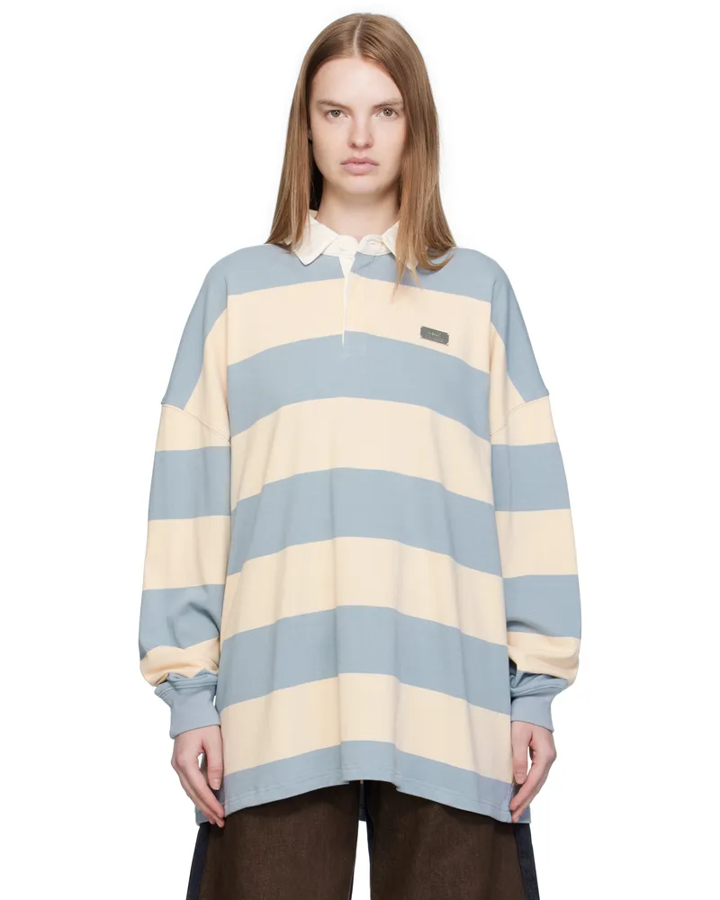 ksubi Beige & Blue Rugged Ruby Jersey Polo Charcoal