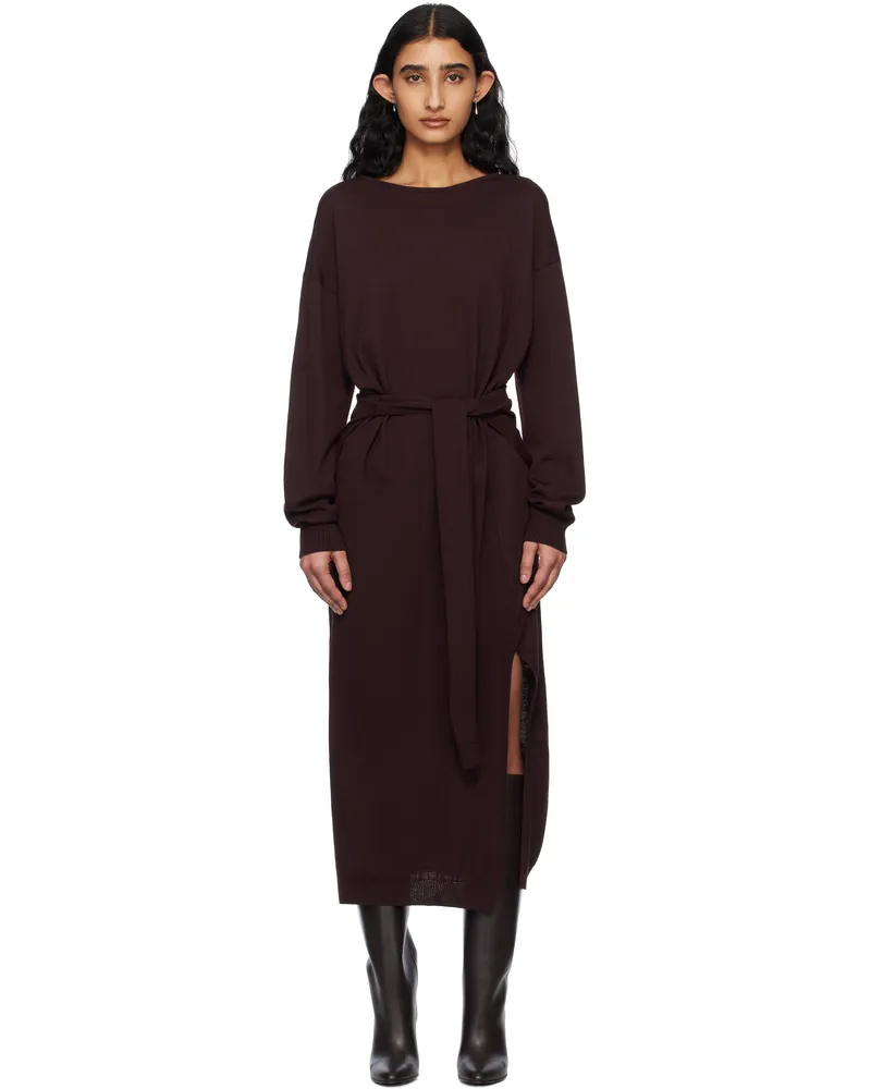 Christophe Lemaire Burgundy Trompe L'Oeil Maxi Dress Pu870