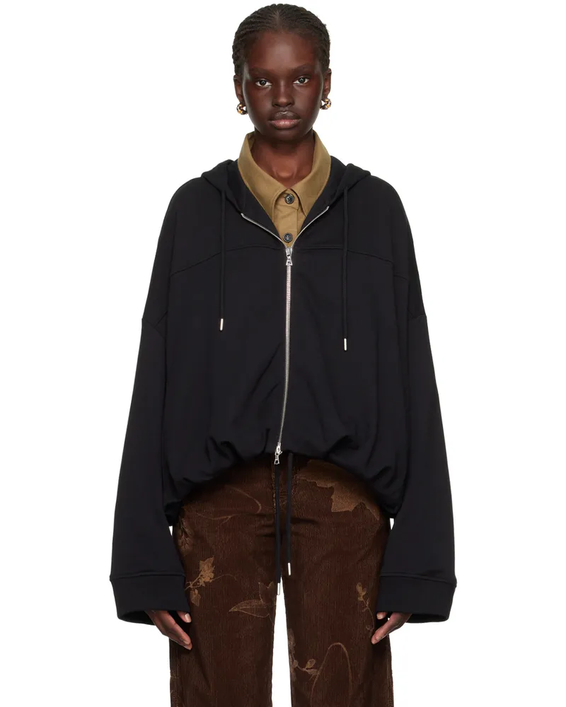 Dries van Noten Black Draped Hoodie Black