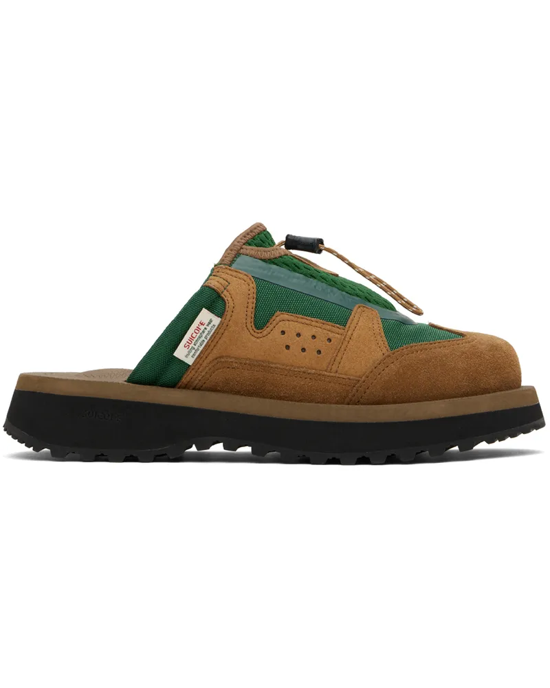 SUICOKE Brown & Green BOMA-ab Slip-On Loafers Brown