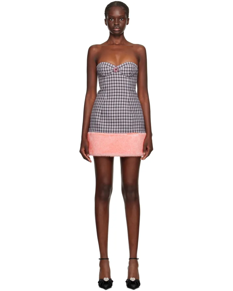 Area Purple Check Minidress Lilac